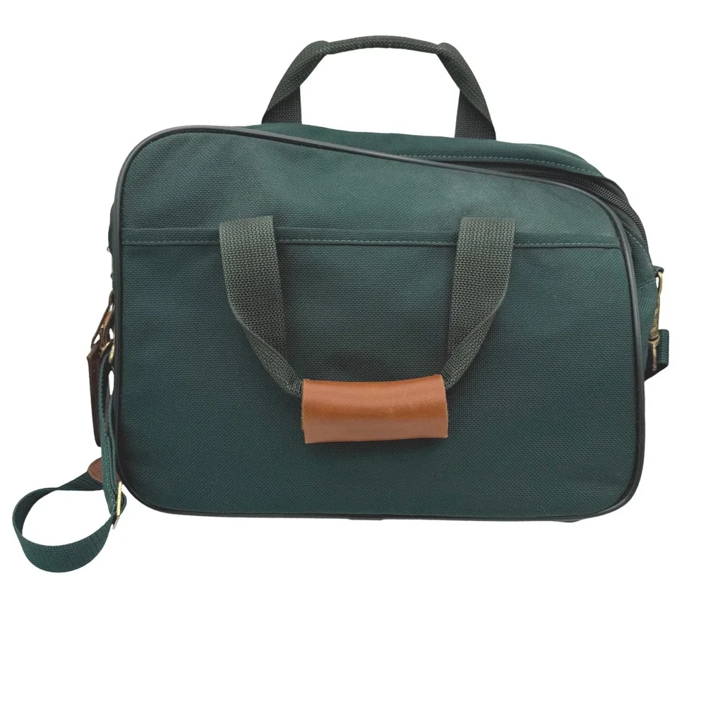 Hartmann VTG Forest Green Canvas Messenger‎ Bag Crossbody Travel Briefcase